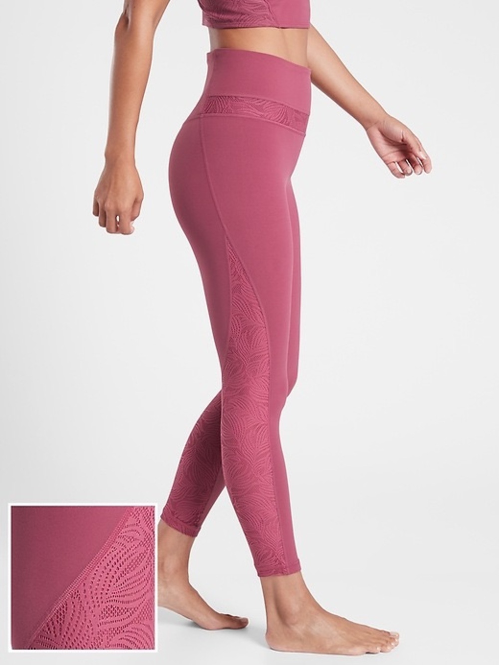 Athleta Luxe Mesh 7/8 Tights in Victorian Berry - size small